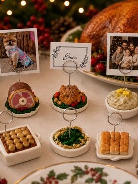 Thanksgiving/Christmas Dinner Place Card & Photo Holder | Handmade Set of 6